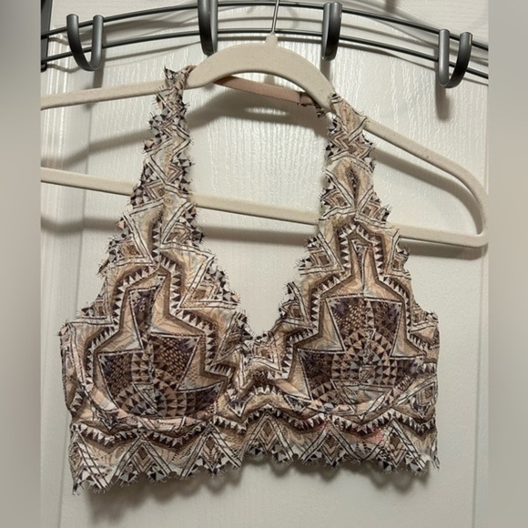 Victoria's Secret Pink lace bralette lightly lined Womens S Aztec halter bra EUC - Picture 1 of 15